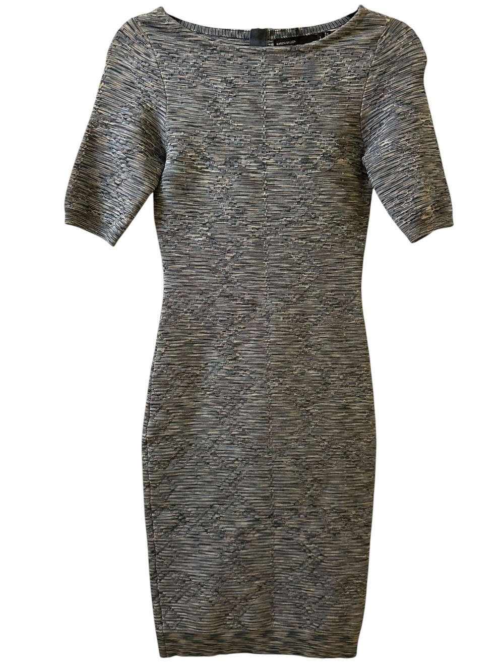 Karen Millen Heathered Gray/blue Bodycon knitted Dress size 1